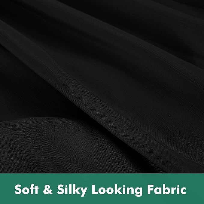 Biscaynebay Wrap Around Bed Skirts with Split Corners for King Beds 18" Drop, Black Adjustable Elastic Dust Ruffles Easy Fit Wrinkle Resistant Silky Luxurious Fabric Machine Washable