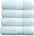 NY Loft 100% Cotton Bath Towels 4 Pack | Super Soft & Absorbent Quick-Dry Bath Towels 30" x 52" | Textured and Durable Cotton | Trinity Collection (4 Pack Bath Towel, Seafoam)