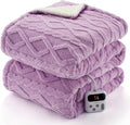 CAROMIO Electric Blanket Twin Size - Thick Tufted Sherpa Heated Blanket Twin with 10 Heating Levels and 10 Time Settings, ETL Certified Machine Washable Fast Heating Blanket Twin 62"×84", Purple