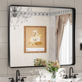 TETOTE Black Framed Mirrors for Bathroom, 42 x 36 Inch Modern Decorative Wall Mounted Rectangle Matte Framed Vanity Mirror (Horizontal/Vertical)