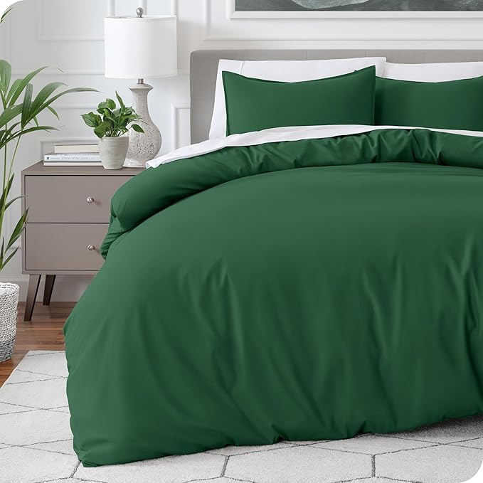 Bare Home Bedding Duvet Cover King Size - Premium 1800 Super Soft Collection - Lightweight, Cooling - Soft Breathable Bedding Duvet Cover (King, Forest Green)