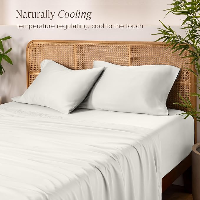Bare Home 100% Rayon Made from Bamboo Twin XL Sheet Set - 3 Piece Bedding Set - Deep Pockets - Breathable - Easy Fit - Bedding Sheets & Pillowcases (Twin XL, Cream)