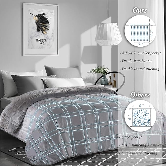 OMYSTYLE Reversible Weighted Blanket 48''x72'' 15lbs for Adults, Warm Short Plush and Cool Tencel Fabric Double-Sided Weighted Blanket for All Season Use - Carry Bag Included