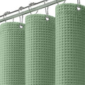 Waffle Weave Shower Curtain - Sage Green Cotton Fabric Texture Heavyweight Shower Curtain for Bathroom,Washable,72Wx75L