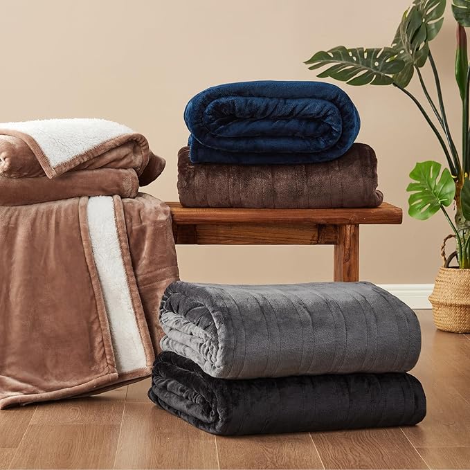 EHEYCIGA Heated Electric Blanket King Size - 9 Heating Levels, 10 Hours Auto Off, Soft Cozy Sherpa Washable Dual Control With Fast Heating, 90 x 100 Inches