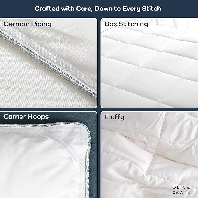 Olive + Crate 100% Cooling Bamboo Comforter from Viscose - Twin XL Size - Hypoallergenic, Breathable & Moisture-Wicking Bedding - All Season Lightweight Plush Design - Organic Bamboo White Comforter