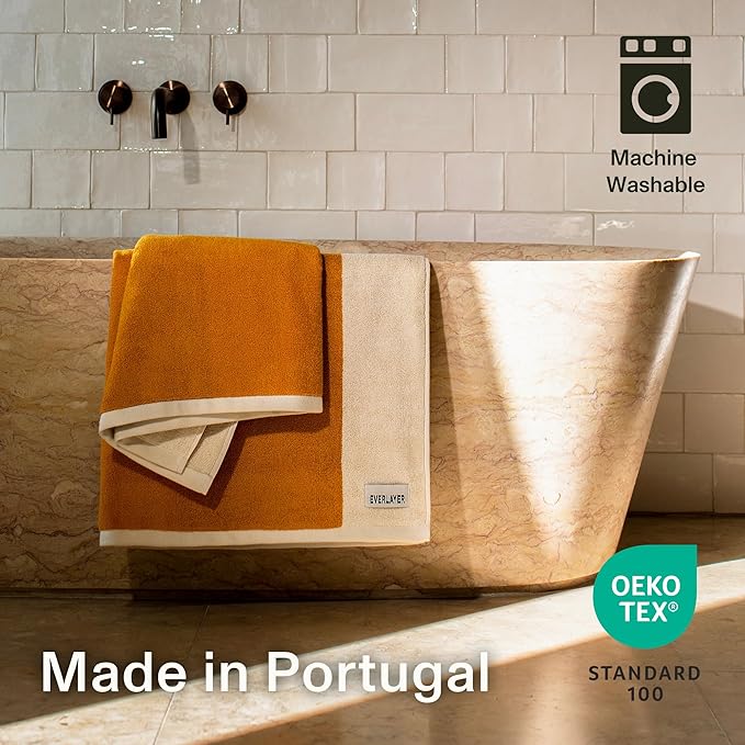 Towels - Ultra Soft, Thick and Plush, Reversible - 2 PC Luxury Bath Towels (27.5"x 54"), 550 GSM,100% Combed Cotton, Made in Portugal, Perfect for Home and Bathroom,Amber Charcoal-Janus