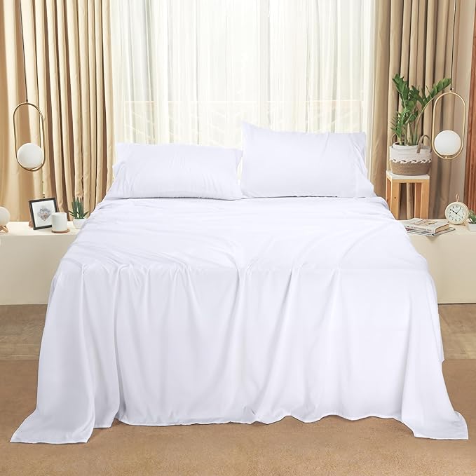 Utopia Bedding King Bed Sheets Set - Pack of 2 Sheet Sets - Perfect for Spa, Hotel, & Guest Bedroom - Brushed Microfiber - Shrinkage and Fade Resistant - Easy Care (White)