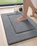 DEXI Bathroom Rugs 24x16, Washable Non Slip Bath Mat for Shower Floor, Absorbent Quick Dry Bathmat with Rubber Backing, Ultra Soft Plush Carpet for Tub, Grey
