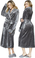 Lotus Linen Plush Robes for Women - Soft Bathrobe, Custom Monogram, Warm Fleece Robe with Pockets