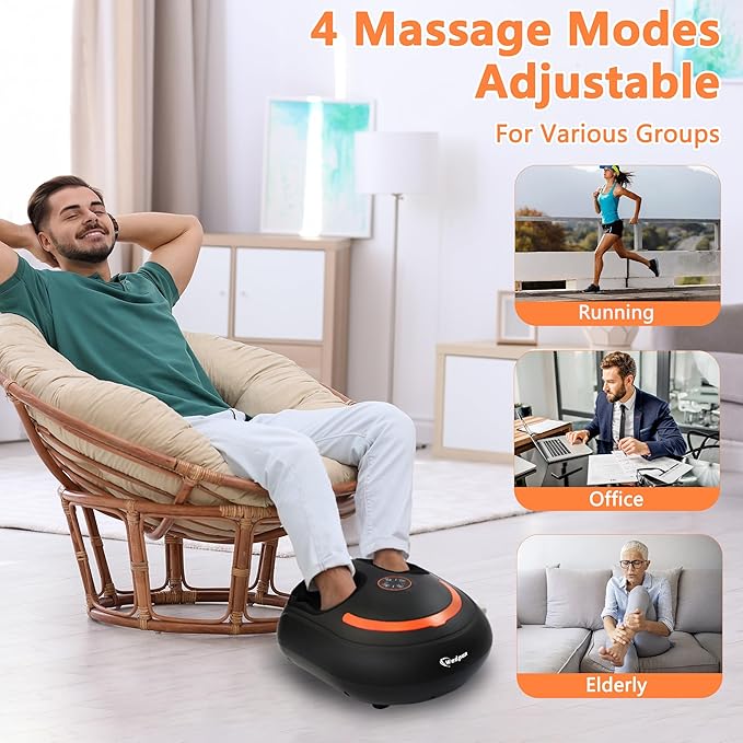 Foot Massager with Heat Shiatsu Foot Massager with Remote Deep Kneading Relief for Tired Electric Feet Massage Machine for Home and Office Gifts for Mom Dad Black