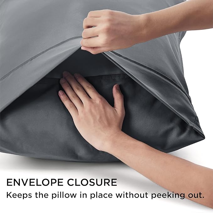 Bedsure King Size Pillow Cases Set of 4 - Dark Grey Brushed Microfiber Pillowcases 4 Pack, Super Soft and Cozy Pillow Case Cover with Envelope Closure, Wrinkle, Fade and Stain Resistant, 20x36 Inches