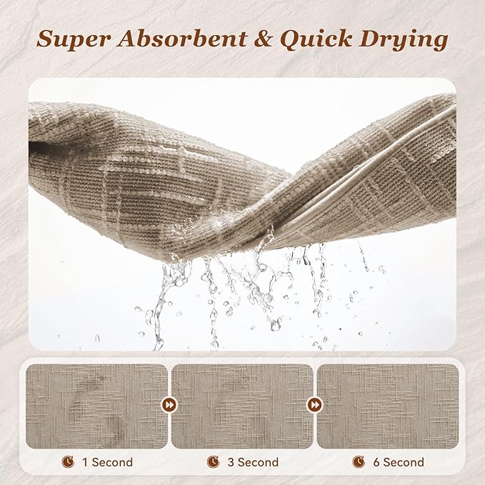 AMOAMI Bath Mat Non Slip Super Absorbent Quick Dry Bath Mats for Bathroom Floor Rubber Backing Washable Bathroom Rugs Modern Woven Jacquard Mat, Beside Tub Bath Rugs, 20" x 32", Brown