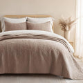 EVERGRACE 100% Cotton Paisley Quilt Set, King Size 3 Piece Set – Prewashed Lightweight Bedspread with 2 Shams, Soft & Breathable Matelasse Coverlet for All-Season Comfort, Dusty Brick