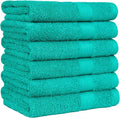 Amazon Basics 6 Piece hand towels for bathroom, Fade Resistant 100% Cotton Hand Towels, soft absorbent bathroom hand towels 6 - Pack (26''x16''), Teal