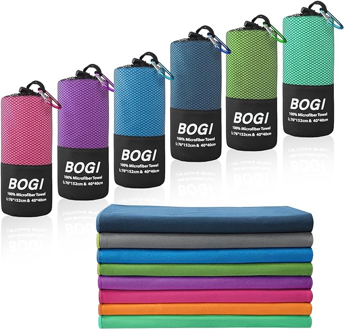 BOGI Microfiber Travel Sports Towel-Quick Dry Towel, Soft Lightweight Microfiber Camping Towel Absorbent Compact Travel Towel for Camping Gym Beach Bath Yoga Swimming Backpacking (M:40''x20''-Nblue)