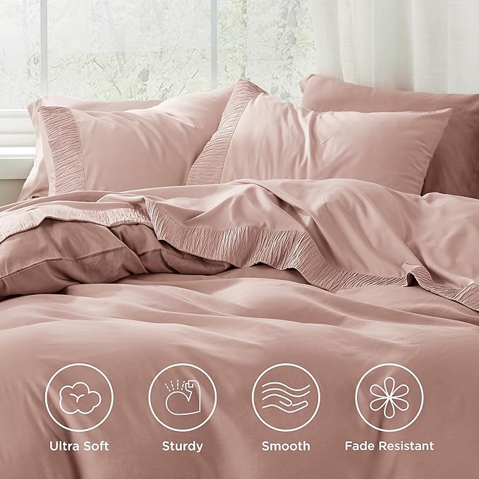 Bedsure King Size Sheets Set - 4 Pieces Soft King Sheets - Breathable & Cooling - Hotel Luxury - Easy Care Polyester Microfiber Bedding for Women, Men, Dusty Pink