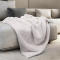 Mon Chateau 60" x 70" Embrace Foldover Faux Fur Throw, Plush Throw with 6cm Foldover for Couch, Sofa, or Bed, Ultra Soft Blanket for Sleeping or Home Decor, Moonlit Cream