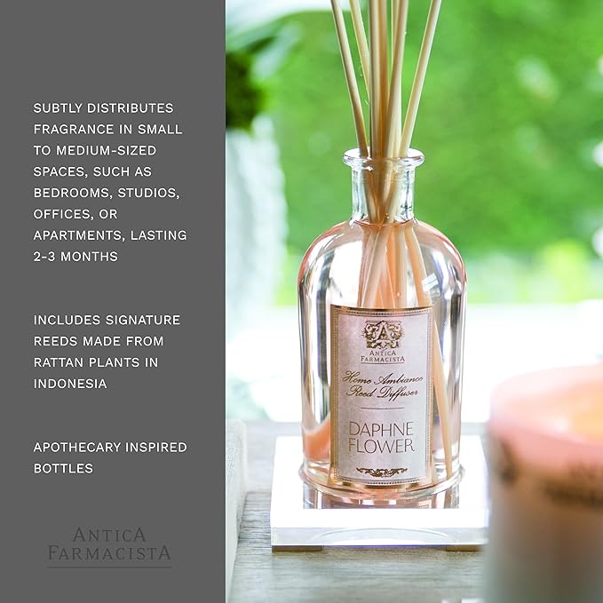Antica Farmacista Home Ambiance Diffuser - Long-Lasting Reed Scent Diffuser - Luxury Room Freshener Gift - Daphne Flower, 8.45 fl oz