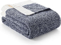 Snuggle Sac Navy Throw Blanket for Couch, Oversized Throw XL Super Soft Warm Blankets Cozy Knit Fuzzy Lightweight Throws for Sofa, Bed, Living Room, Heather Navy, 50x70 inches