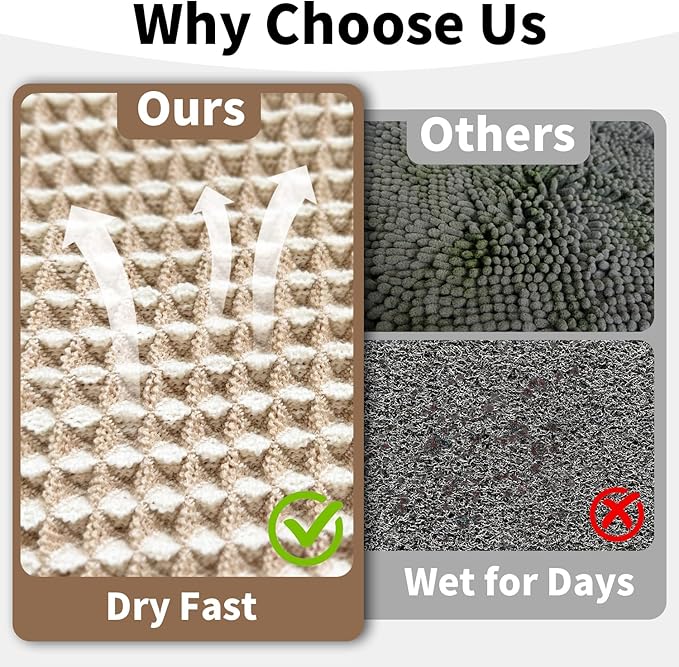 Waffle Bath Mat - Boho Bathroom Rugs Non Slip Washable, Super Absorbent & Quick Dry, Small Bath Mats Farmhouse Bathroom Decor, 18'' x 30'', Khaki and White