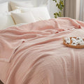 PHF 100% Cotton Waffle & Muslin Blanket Twin Size, Soft Breathable Luxury 400GSM Versatile Reversible Bedding for Bed, Great for Layering in Cold Weather, Home Decor Gift, 66" x 90", Rose Smoke