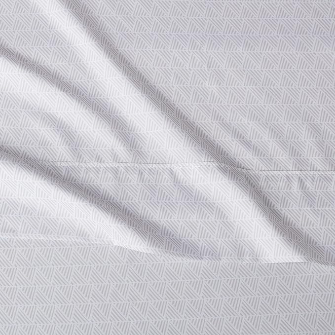 Amazon Basics Lightweight Super Soft Easy Care Wrinkle Free Microfiber 3 Piece Bed Sheet Set with 14-Inch Deep Pockets, Twin, Gray Crosshatch, Printed, Kids, Men & Women Bedding