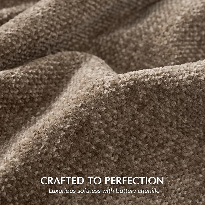 EVERGRACE Soft Chenille Throw Blanket for Couch, Cozy Plush Fuzzy Decorative Chenille Knit Throw Blanket with Tassels, Lightweight Blanket and Throws for Bed Sofa Gift Home Decor, Mocha Brown 50"x60"