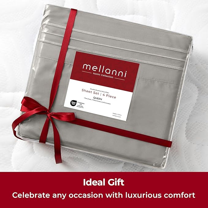 Mellanni Twin XL Sheets Set - 3 PC Iconic Collection Bedding - Hotel Luxury, Extra Soft, Cooling Bed Sheets - Wrinkle, Fade, Stain Resistant (Twin Extra Long, Taupe)