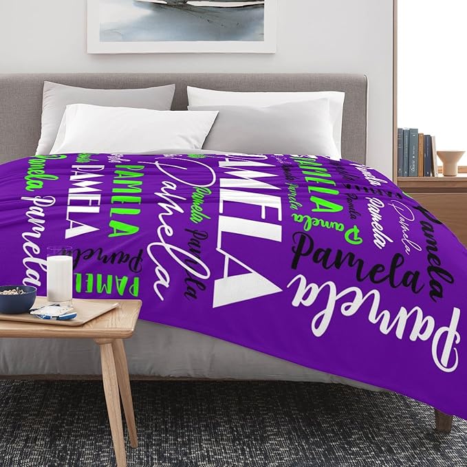 Name Blanket Personalized Blanket for Adult Kids Flannel Customize Throw Blanket Custom (Color 28, 60 x 80 Inches)