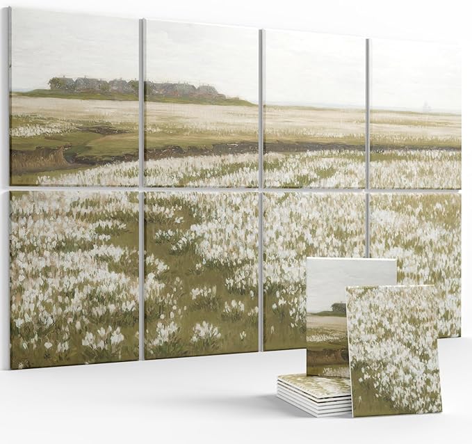Wall Art Acoustic Panels,47''X31''Soundproof Wall Panels-8-Pack with 50 Adhesive Tabs, Panels for Living Room and Recording Studio, Offices-A Vast Summer Landscape