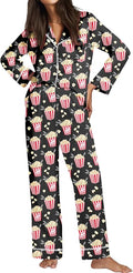 Ekouaer Satin Pajama Set for Women Silky Sleepwear Long Sleeve Top and Pants Button Down Pjs Lounge Set