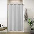 River Dream 54" W Stall Waffle No Hooks Shower Curtain with Snap in Liner,Cotton Blend Fabric Shower Curtain for Bathroom,Hotel Quality,Grey,54Wx80L