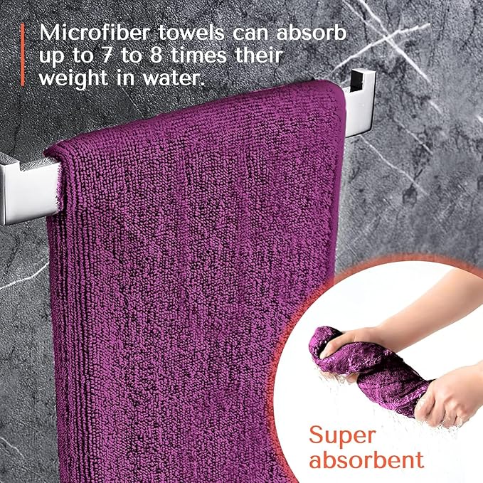 TASALON Microfiber Hair Towel for Salon - 10 Pack - 29 x 16 Inches, Quick Dry and Ultra-Soft Facial Towels with Soft Absorbant (Purple)