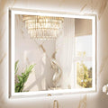 TETOTE 42 x 36 Inch Led Lighted Bathroom Mirror with Lights, Beveled Front and Backlit Extra-Bright Light up Mirror for Bathroom Wall, 3-Color Dimmable, Defogging, Tempered Glass, Waterproof