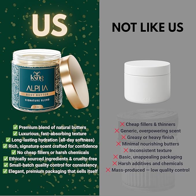 KXNG Whipped Shea Butter Moisturizer, Deep Hydration Body Butter for Men & Women, Silky, Lightweight Body Cream, Cruelty-Free