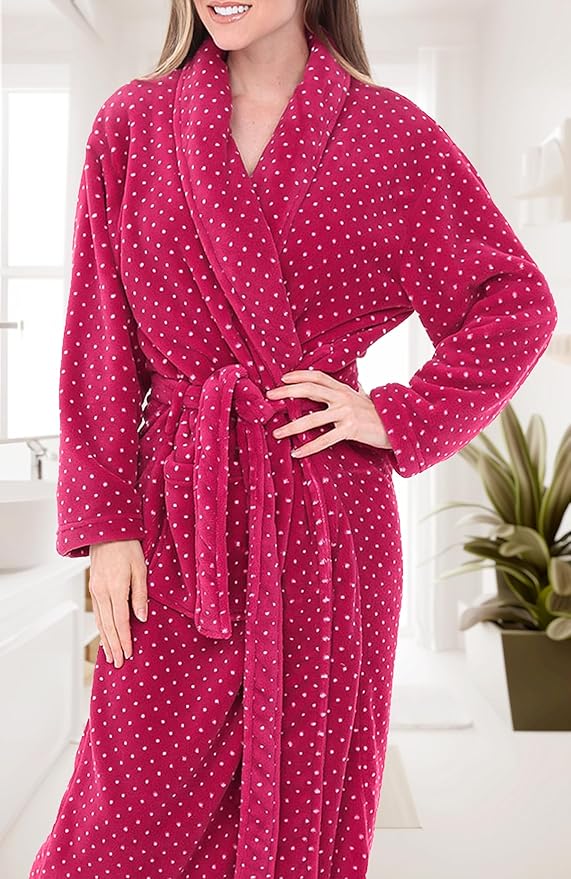 Alexander Del Rossa Plush Robe for Women, Long Fleece Winter Bath Robe, Plus Size