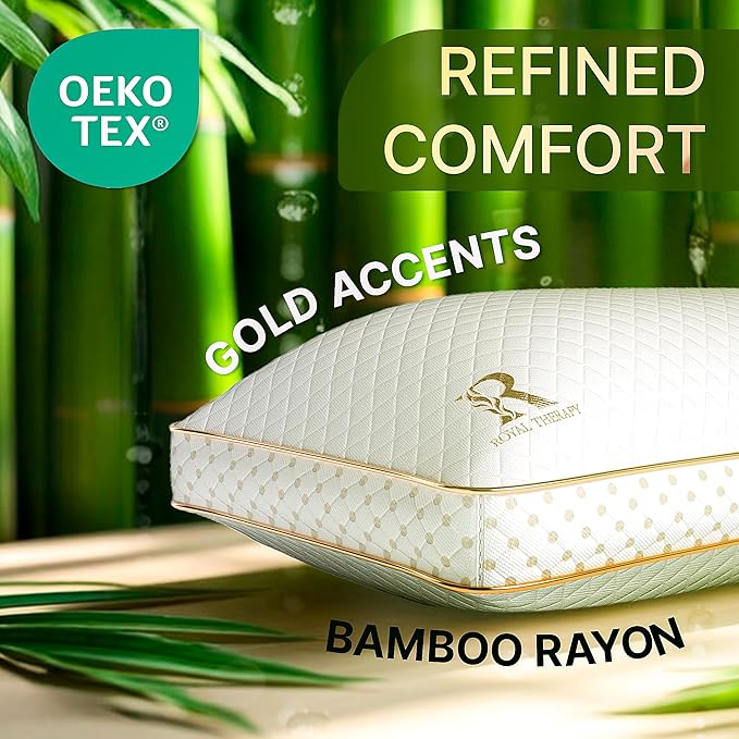 Royal Therapy 2-Pack Queen Memory Foam Pillow, Adjustable Shredded Odor-Free Pillow for Neck & Shoulder Pain Relief, Support for Back, Stomach, Side Sleepers, AirFlowPRO