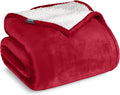 Bare Home Sherpa Fleece Blanket - King Size - Blanket for Bed, Sofa, and Couch - Warm & Lightweight - Fluffy & Soft - Reversible (King, Red)
