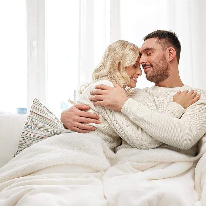 Bedsure GentleSoft Sherpa Fleece Throw Blanket Twin Size for Couch - Thick and Warm, Soft Fuzzy Plush Twin Blanket for Winter, Cream, 60x80 Inches