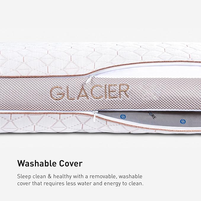 Bedgear Glacier Performance Pillow - Size 3.0 - Cooling Pillow for Hot Sleepers - Back, Stomach, Side Sleeper Pillow - 20" W x 26" L x 4.75" H
