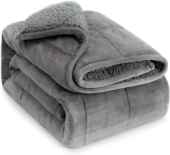 Lofus Weighted Blanket for Adults(15 lbs, 60" x 80"), Queen Size Heavy Blanket Machine Washable, Soft Weighted Blankets for Stress Relief and Sleep Promotion-Grey