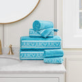 Juicy Couture Luxurious Plush Stripe 6-Piece Bath Towel Set - Pool Blue 100% Cotton - Soft and Stylish Towel Set for Ultimate Comfort and Elegance