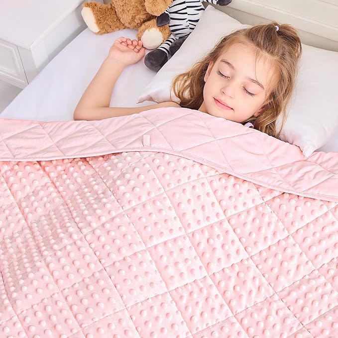 yescool Twin Size Pink Weighted Blanket for Adults 12 Pounds Cooling Weighted Heavy Blanket, Minky Throw Blankets Warm Weighted Comforter, Big Washable Thick Blankets Gift for 100-150lbs, 48 * 72in