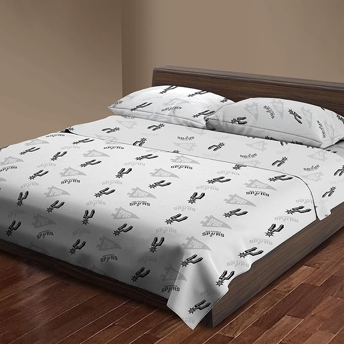 Northwest Officially Licensed San Antonio Spurs NBA Twin Size Sheet Set – Soft Team Logo Bedding for Dorms, Bedrooms, Fan Caves & Game Day Style