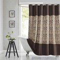 Stall Fabric Shower Curtain, 54 x 72 Inch Brown Damask Print Waterproof Small Shower Curtains for Bathroom