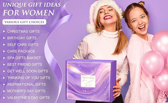 Christmas Birthday Gifts for Women, Self Care Get Well Soon Gift Baskets for Women, Lavender Relaxing Spa Gift Care Package w/ Blanket, Unique Gifts Idea for Mom Her Wife Girlfriend Best Friend Sister