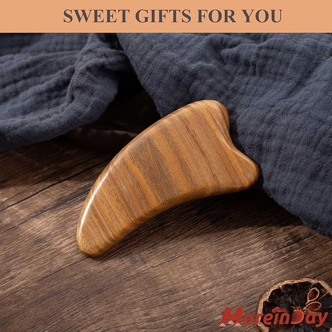 Gua Sha Tool for Face, 2 Pack Wooden Gua Sha Facial Tools Reduce Puffiness for Women - Green Sandalwood