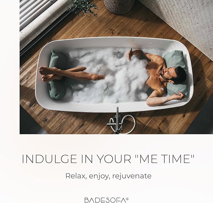 BADESOFA® Luxury Seat Cushion for Bath | Premium-Quality Materials | Comfortable & Quick-Drying | Washable Bath Pillow in Green | Home Spa | Suitable for Bathtub, Steam Sauna & Hot Tub