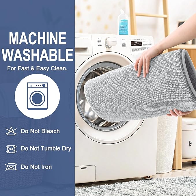OLANLY Thick Memory Foam Bath Mat Rug 24x16, Extra Soft Absorbent Bathroom Rug, Quick Dry Bath Mats, Non-Slip, Machine Washable Carpet for Bathroom, Tub and Shower, Home Decor Accessories, Light Grey